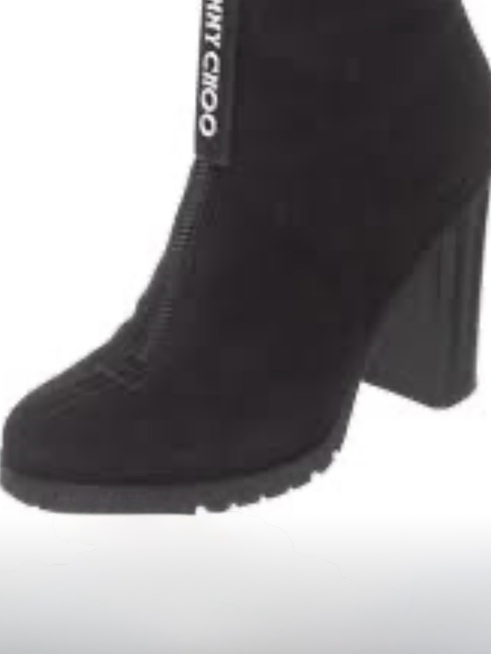 Jimmy Choo Black Suede Zip-Front Block Heel Ankle Booties